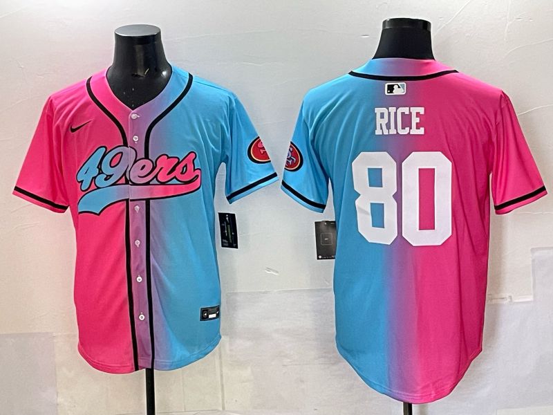 Men 2025 San Francisco 49ers #80 Rice Pink Blue Nike Limited NFL Jersey 01->san francisco 49ers->NFL Jersey